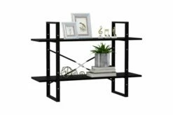 Bokhylle 2 Nivåer Svart 100x30x70 Cm Heltre Furu