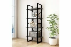 Bokhylle 4 Nivåer Grå 60x30x140 Cm Heltre Furu