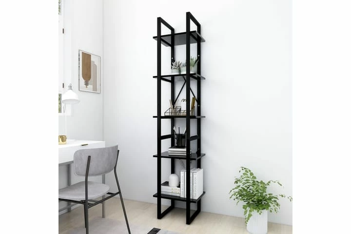 Bokhylle 5 Nivåer Svart 40x30x175 Cm Sponplate - Bilde 3