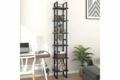 Bokhylle 6 Nivåer Grå 40x30x210 Cm Sponplate