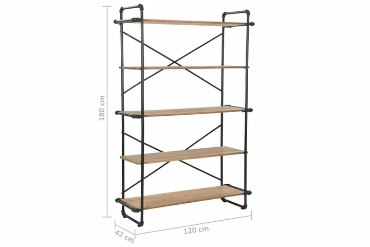 Bokhylle Heltre Edelgran Og Stål 120x42x180 Cm - Bilde 16
