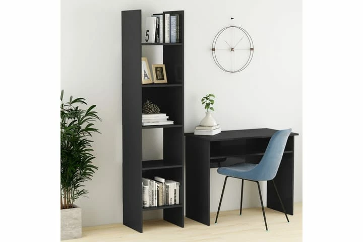 Bokhylle Høyglans Grå 40x35x180 Cm Sponplate - Bilde 4