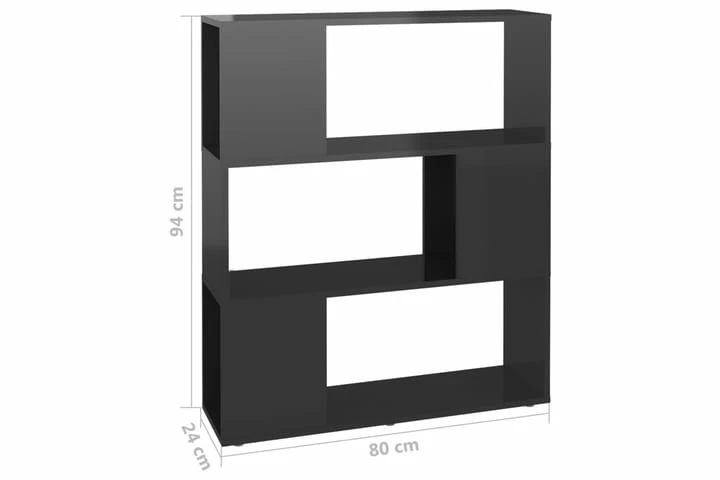 Bokhylle/romdeler Høyglans Grå 80x24x94 Cm Sponplate - Bilde 5