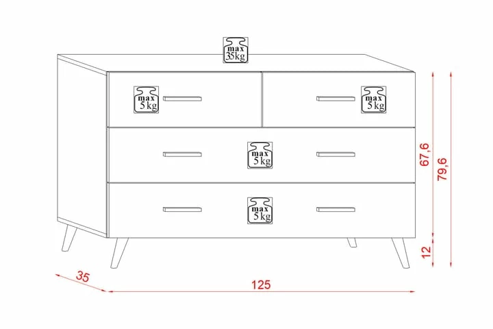 Danderyd Kommode 125 Cm - Bilde 6
