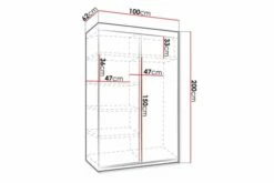 Dunkra Garderobe Med Speil LED-belysning Blå 100 Cm