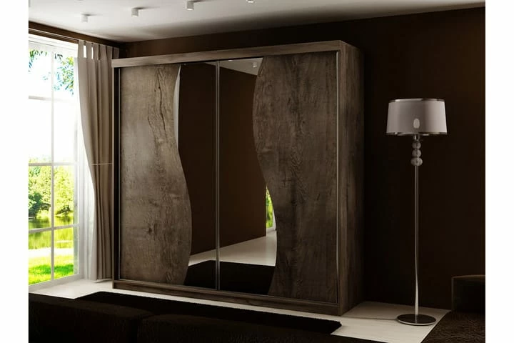 Dunkra Garderobe Med Speil LED-belysning Blå 200 Cm Bue - Bilde 10