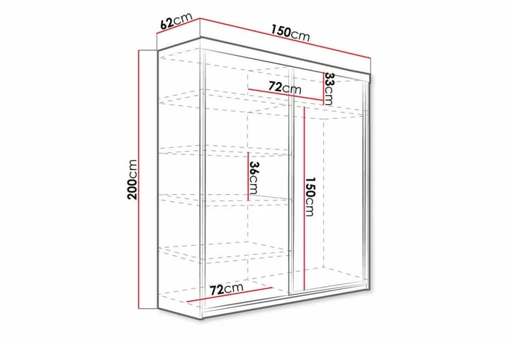 Dunkra Garderobe Med Speil LED-belysning RGB 150 Cm Bue - Bilde 9