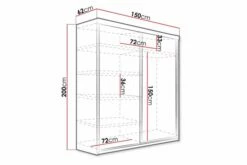 Dunkra Garderobe Med Speil LED-belysning RGB 150 Cm Bue