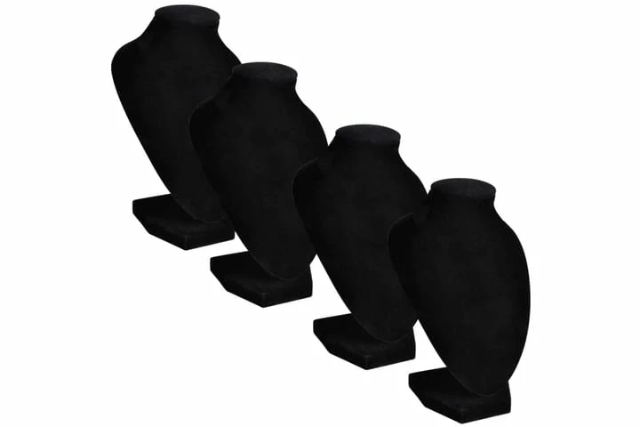 Flannell Smykkeholder Halskjede Bust Svart 9x8,5x15 Cm 4 Stk - Bilde 8