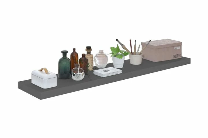 Flytende Vegghyller 2 Stk Høyglans Grå 120x23,5x3,8 Cm MDF - Bilde 14