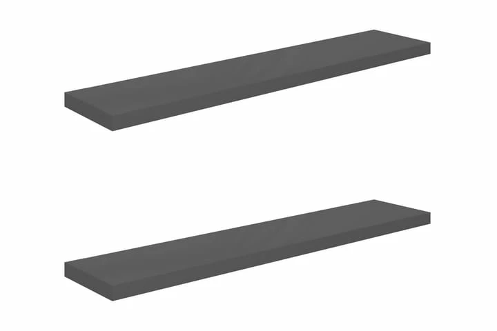 Flytende Vegghyller 2 Stk Høyglans Grå 120x23,5x3,8 Cm MDF - Bilde 6