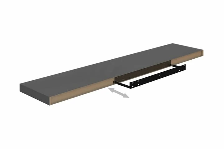 Flytende Vegghyller 2 Stk Høyglans Grå 120x23,5x3,8 Cm MDF - Bilde 5