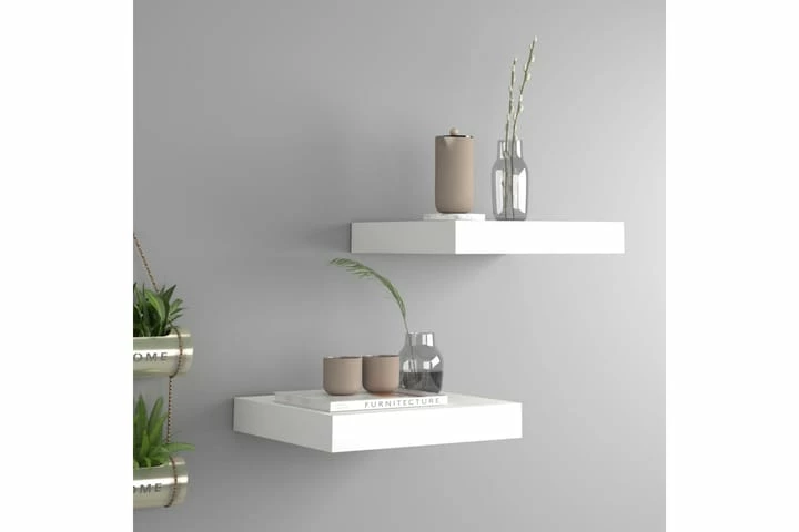 Flytende Vegghyller 2 Stk Hvit 23x23,5x3,8 Cm MDF - Bilde 15