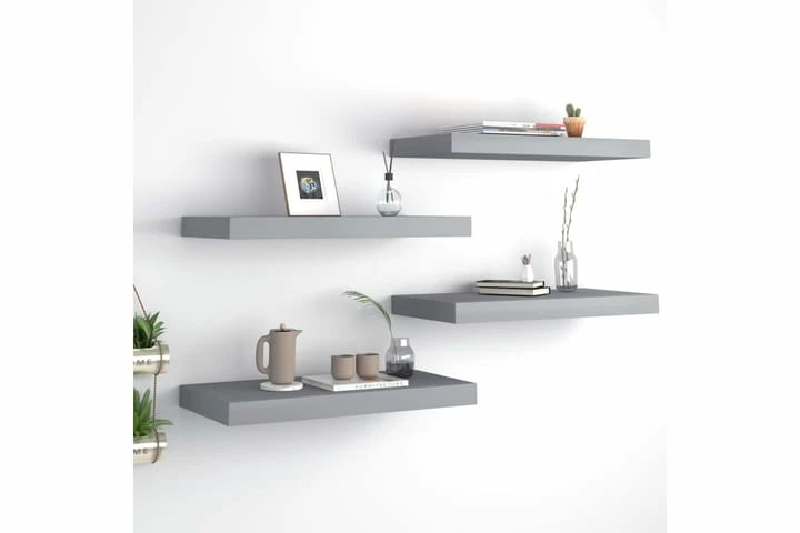 Flytende Vegghyller 4 Stk Grå 50x23x3,8 Cm MDF - Bilde 20