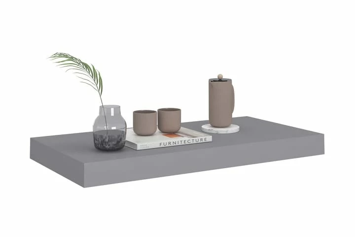 Flytende Vegghyller 4 Stk Grå 50x23x3,8 Cm MDF - Bilde 12