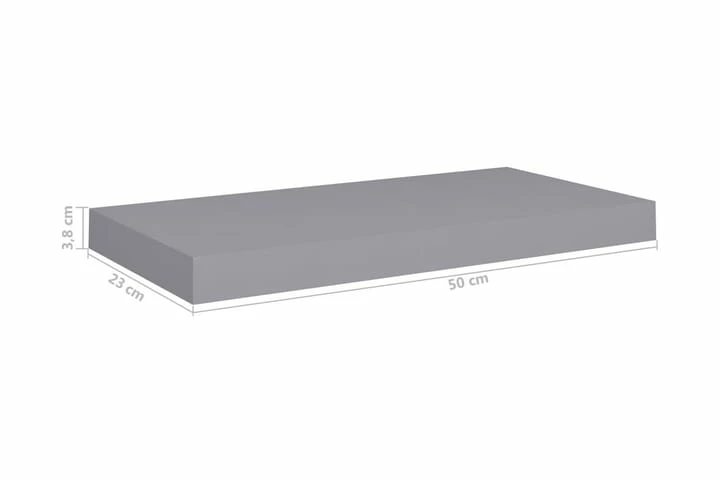 Flytende Vegghyller 4 Stk Grå 50x23x3,8 Cm MDF - Bilde 3