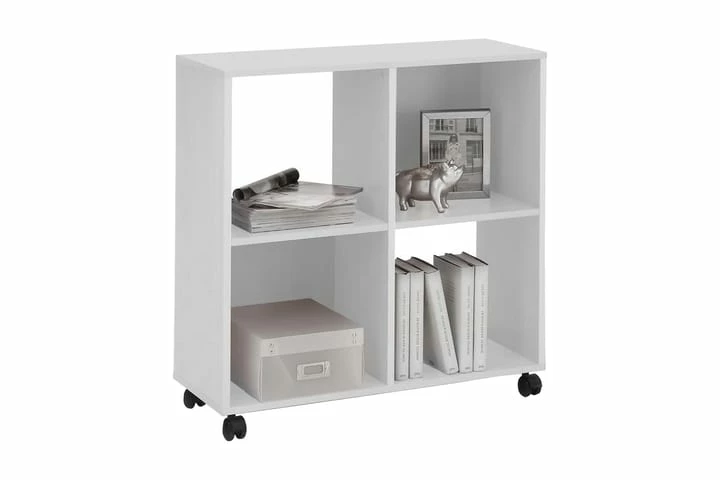 FMD Hylle På Svingbare Hjul Med 4 Rom Hvit - Bilde 3