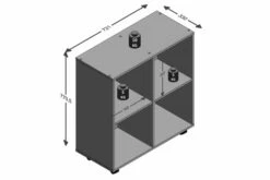 FMD Hylle På Svingbare Hjul Med 4 Rom Hvit