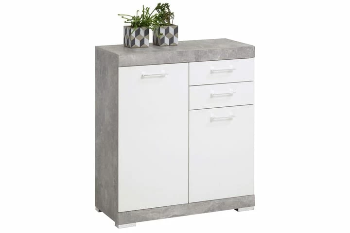 FMD Skap M. 2 Dører & 2 Skuffer 80x34,9x89,9cm - Bilde 2