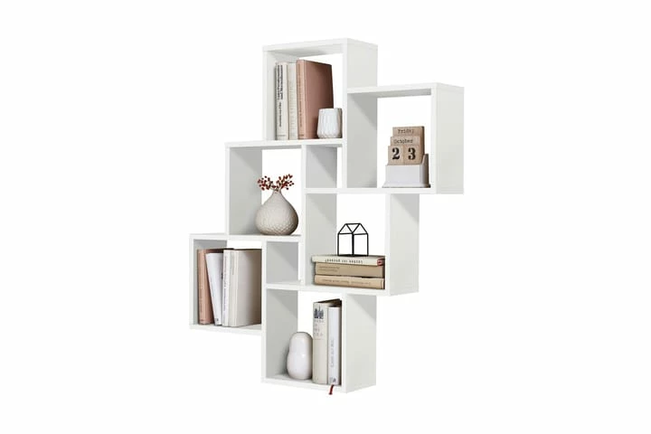 FMD Veggmontert Hylle Med 8 Rom Hvit - Bilde 2