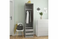 Garderobe Med Skuffer Betonggrå 50x50x200 Cm Sponplate