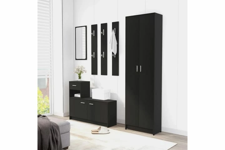 Garderobeskap Svart 55x25x189 Cm Sponplate - Bilde 17