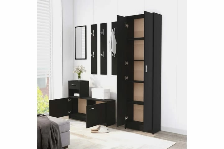 Garderobeskap Svart 55x25x189 Cm Sponplate - Bilde 14