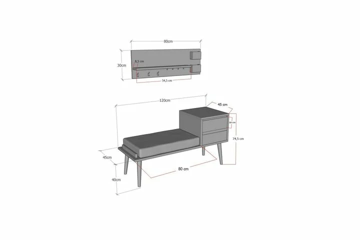 Hall Stand Valnøtt|Antrasitt - Bilde 3