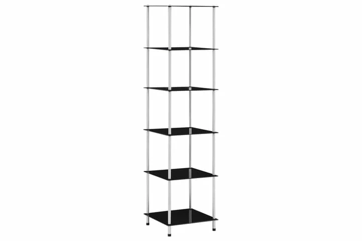 Hylle 6 Etasjer Svart 40x40x160 Cm Herdet Glass - Bilde 7