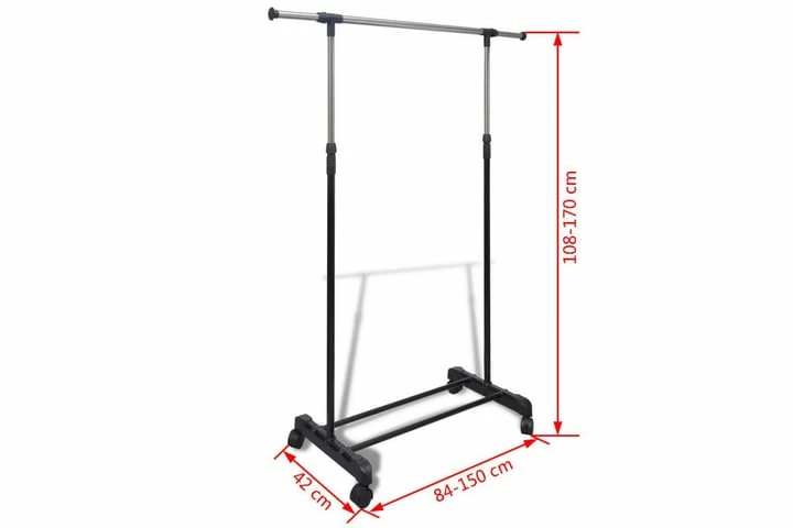 Klesstativ Justerbart 4 Hjul 1 Klesstang - Bilde 11