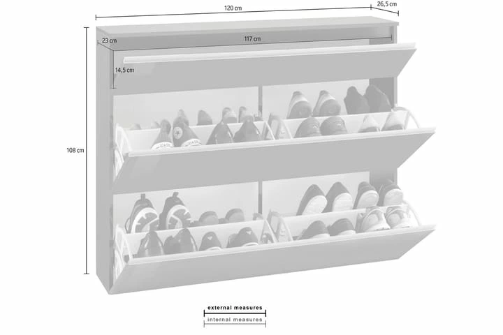 Magicas Skoskap 60x27 Cm 2 Dører + Luke - Bilde 8