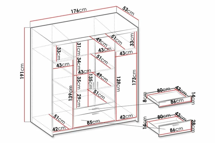 Norrbyn Garderob 53x190x176,3 Cm - Bilde 9