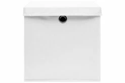 Oppbevaringsbokser Med Lokk 10 Stk Hvit 32x32x32 Cm Stoff