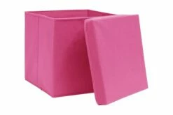 Oppbevaringsbokser Med Lokk 10 Stk Rosa 32x32x32 Cm Stoff