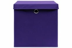 Oppbevaringsbokser Med Lokk 4 Stk Lilla 32x32x32 Cm Stoff