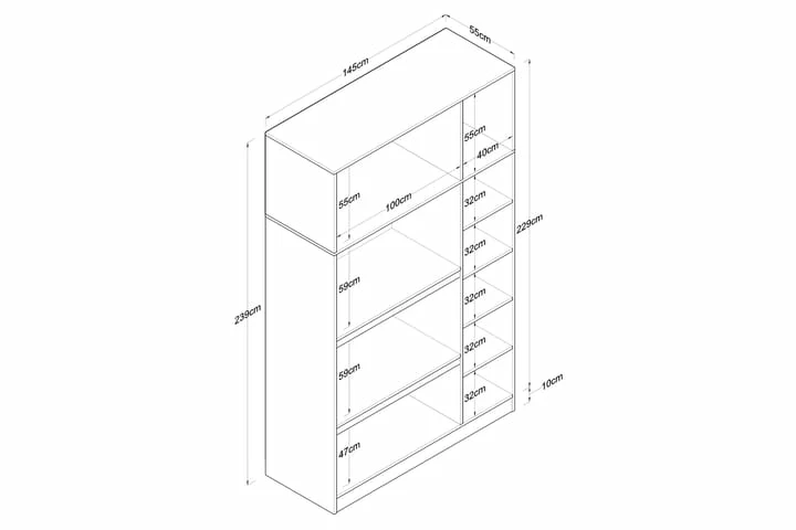Ostin Garderobe 6 Skap 55x145 Cm - Bilde 5