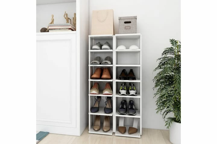 Skoskap 2 Stk Høyglans Hvit 25x27x102 Cm - Bilde 11