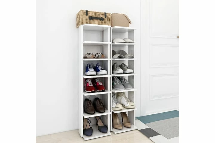 Skoskap 2 Stk Høyglans Hvit 25x27x102 Cm - Bilde 5