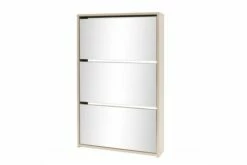 Skoskap 3 Høyder Speil Eik 63x17x102,5 Cm