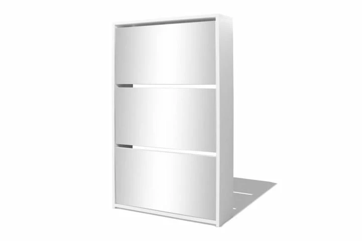 Skoskap 3 Høyder Speil Hvit 63x17x102,5 Cm - Bilde 10