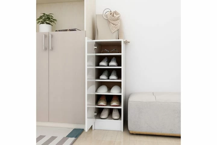 Skoskap Høyglans Hvit 32x35x92 Cm Sponplate - Bilde 10