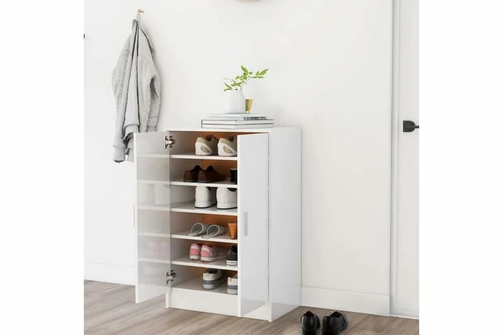 Skoskap Høyglans Hvit 60x35x92 Cm Sponplate - Bilde 13