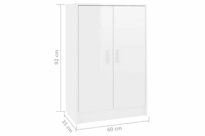 Skoskap Høyglans Hvit 60x35x92 Cm Sponplate - Bilde 7