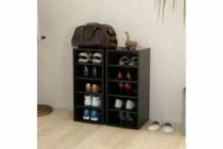 Skoskap Høyglans Svart 2 Stk 31,5x35x70 Cm Sponplate