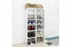 Skoskap Hvit 2 Stk 25x27x102 Cm Sponplate