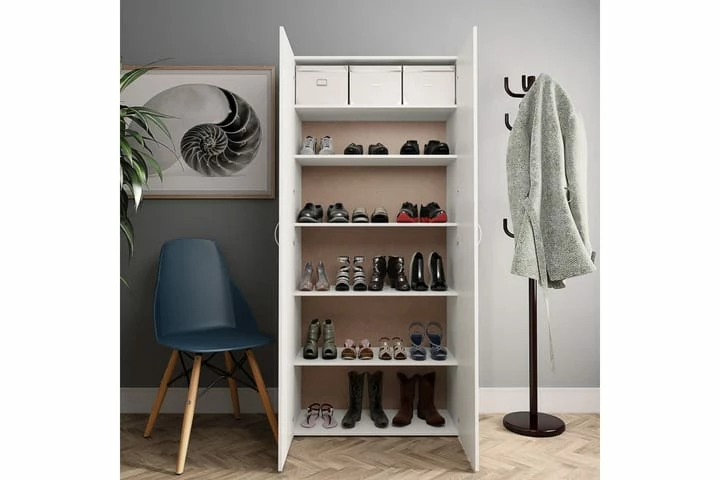 Skoskap Hvit 80x35,5x180 Cm Sponplate - Bilde 10