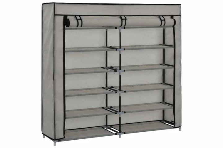 Skoskap Med Trekk Grå 115x28x110 Cm Stoff - Bilde 6