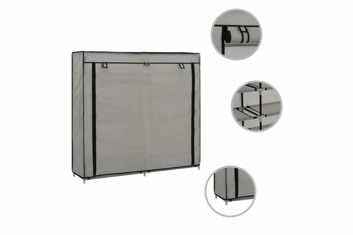 Skoskap Med Trekk Grå 115x28x110 Cm Stoff