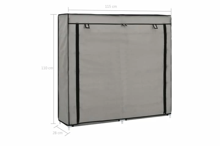 Skoskap Med Trekk Grå 115x28x110 Cm Stoff - Bilde 3