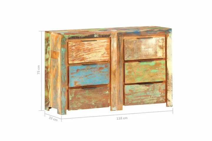 Skuffeskap 118x33x75 Cm Gjenvunnet Heltre - Bilde 6